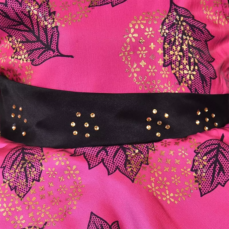 Pink satin stitched    dress