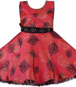 Red satin stitched    dress