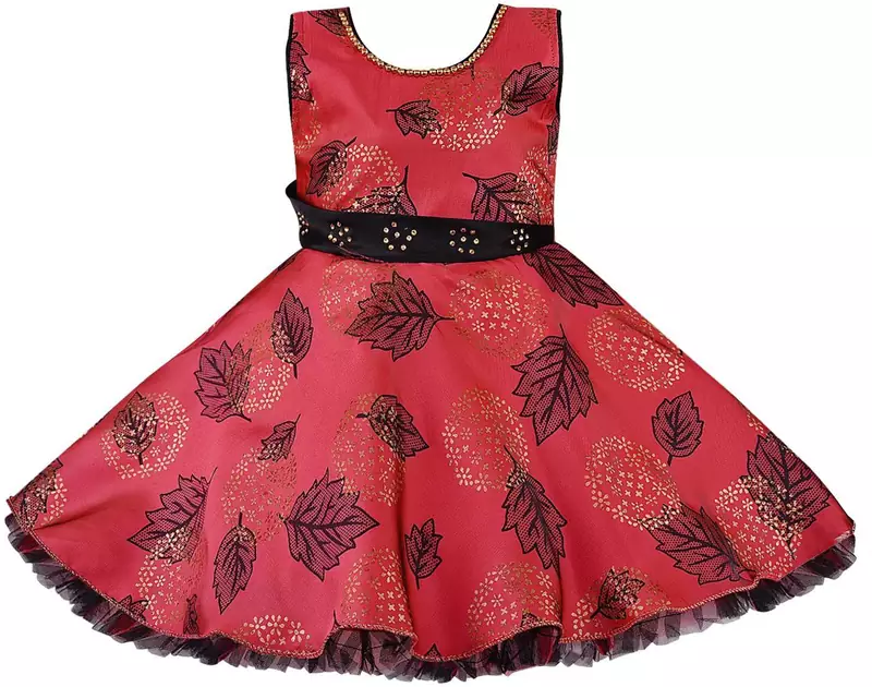 Red satin stitched    dress