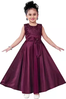 Purple Cotton  stitched    dress
