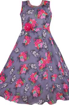 Grey Net stitched    dress