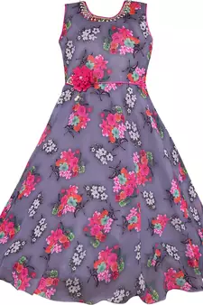 Grey Net stitched    dress