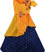 Orange satin stitched    dress