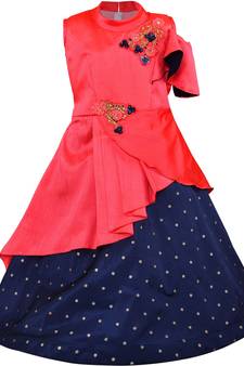 Multicolor satin stitched    dress