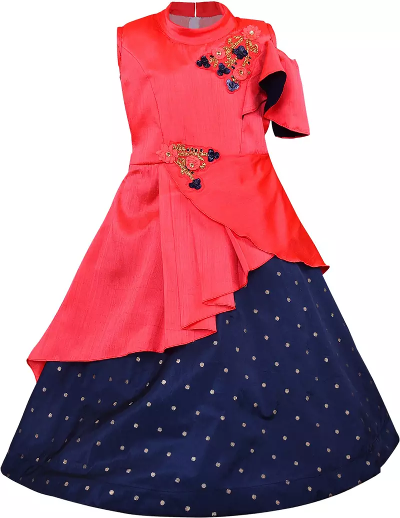 Multicolor satin stitched    dress