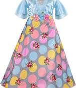 blue satin stitched    dress