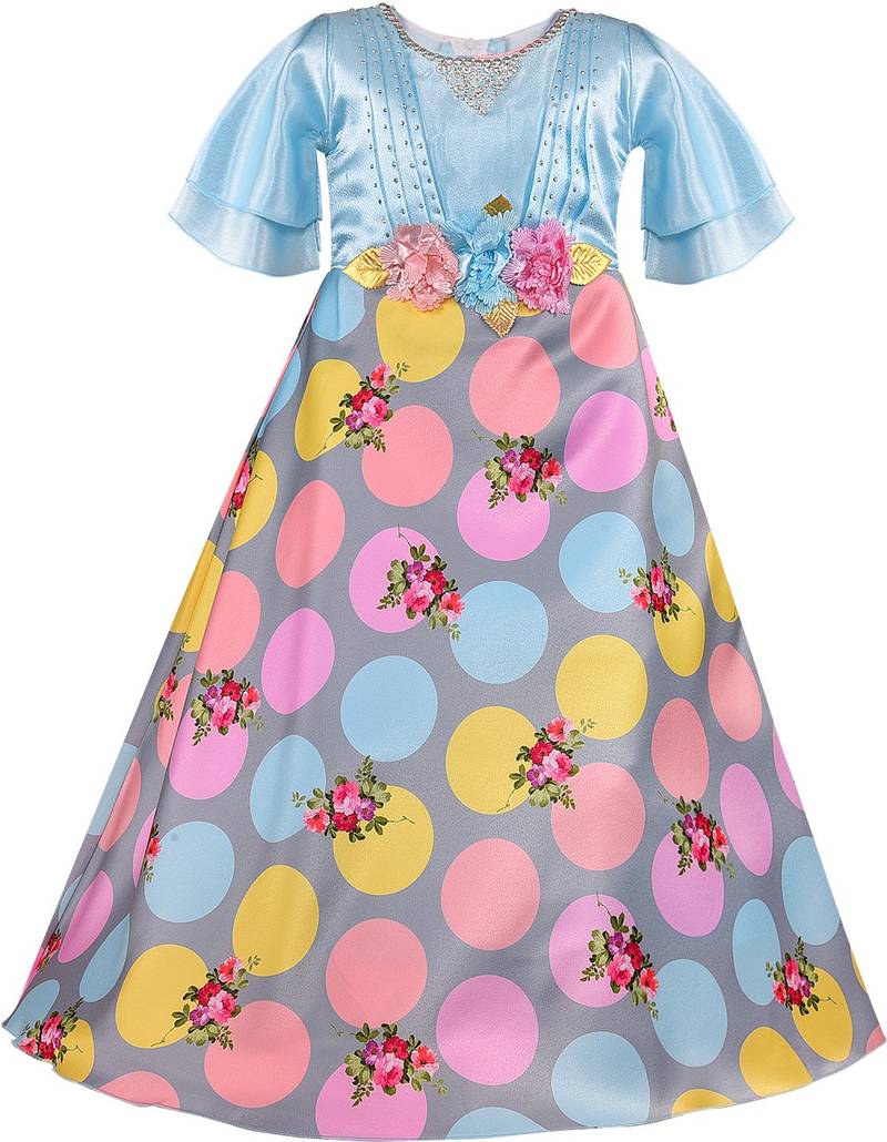 blue satin stitched    dress