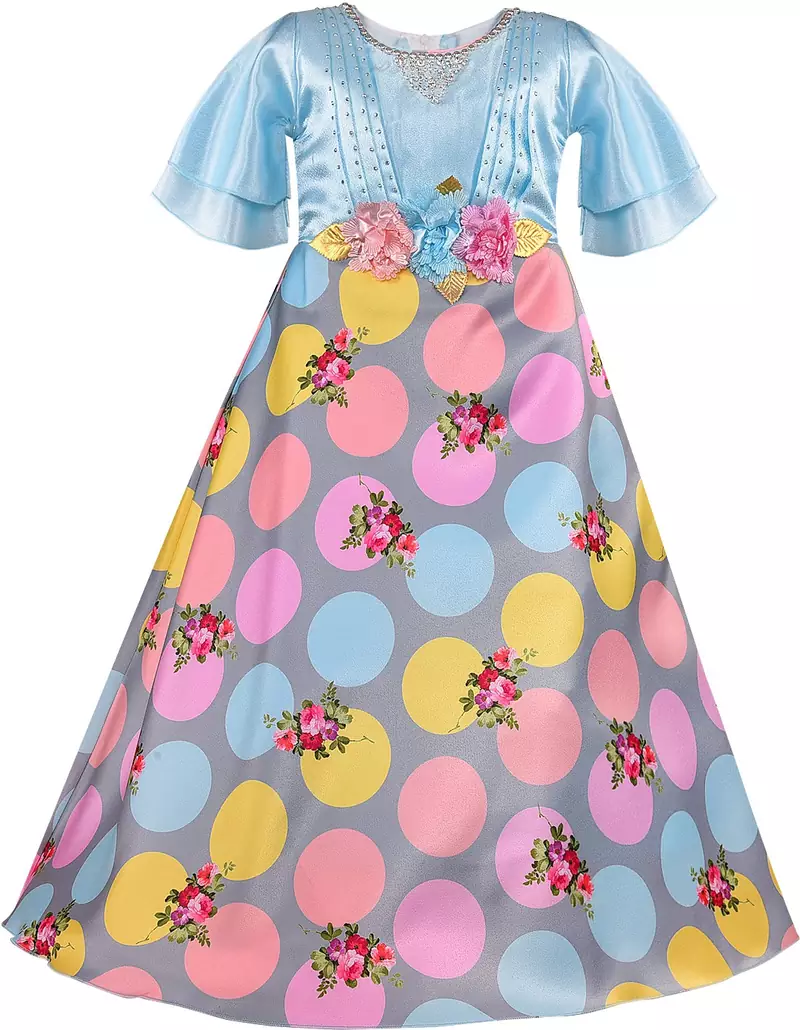 blue satin stitched    dress