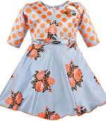 Orange satin stitched    dress