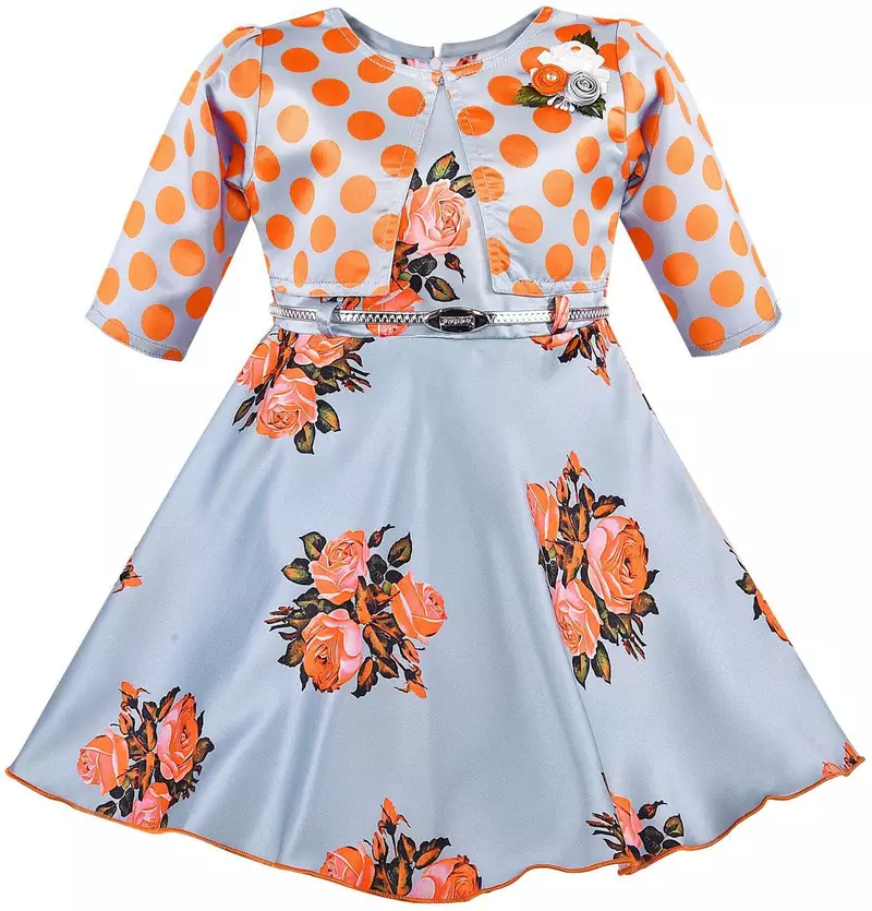 Orange satin stitched    dress