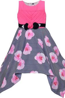 Pink satin stitched    dress