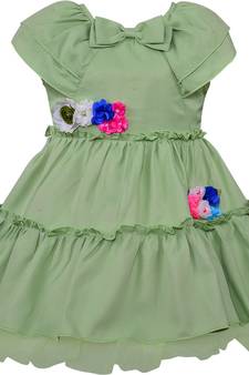 Green Georgette stitched    dress