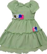 Green Georgette stitched    dress