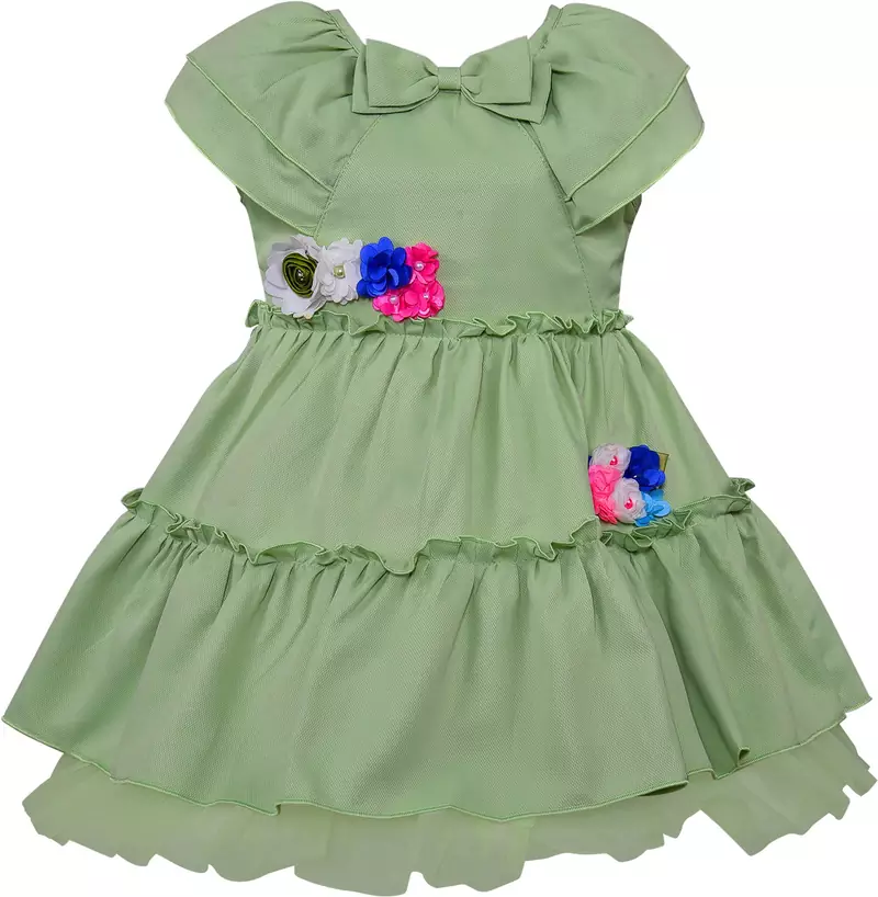 Green Georgette stitched    dress