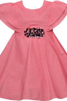 Pink satin stitched    dress