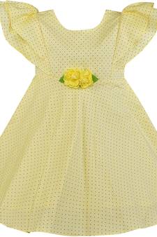 Yellow satin stitched    dress