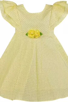 Yellow satin stitched    dress