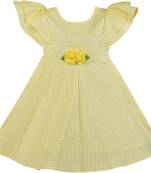 Yellow satin stitched    dress