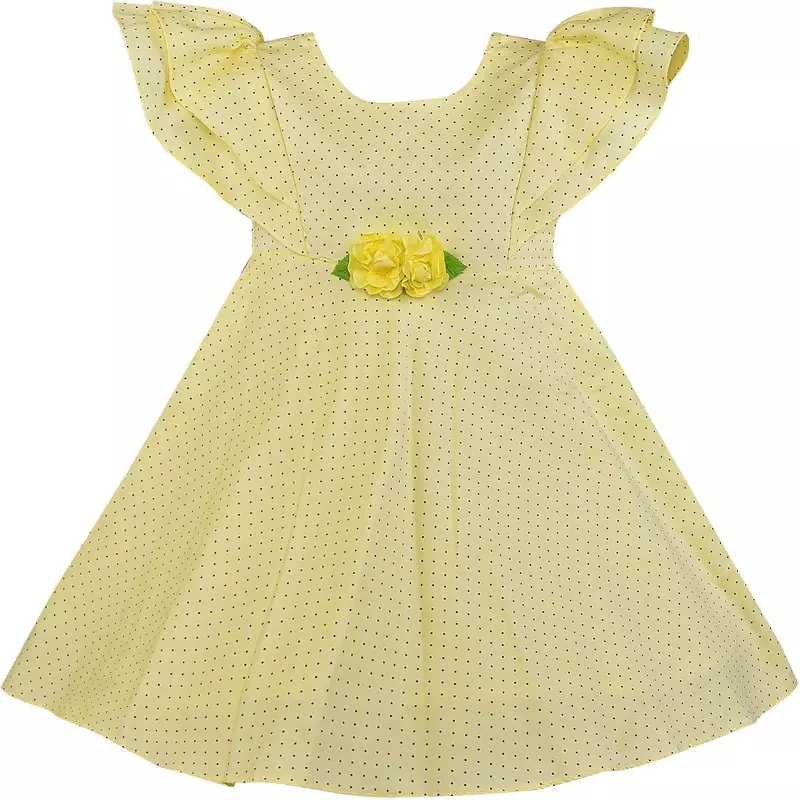 Yellow satin stitched    dress