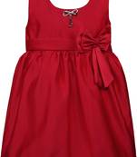 Red satin stitched    dress