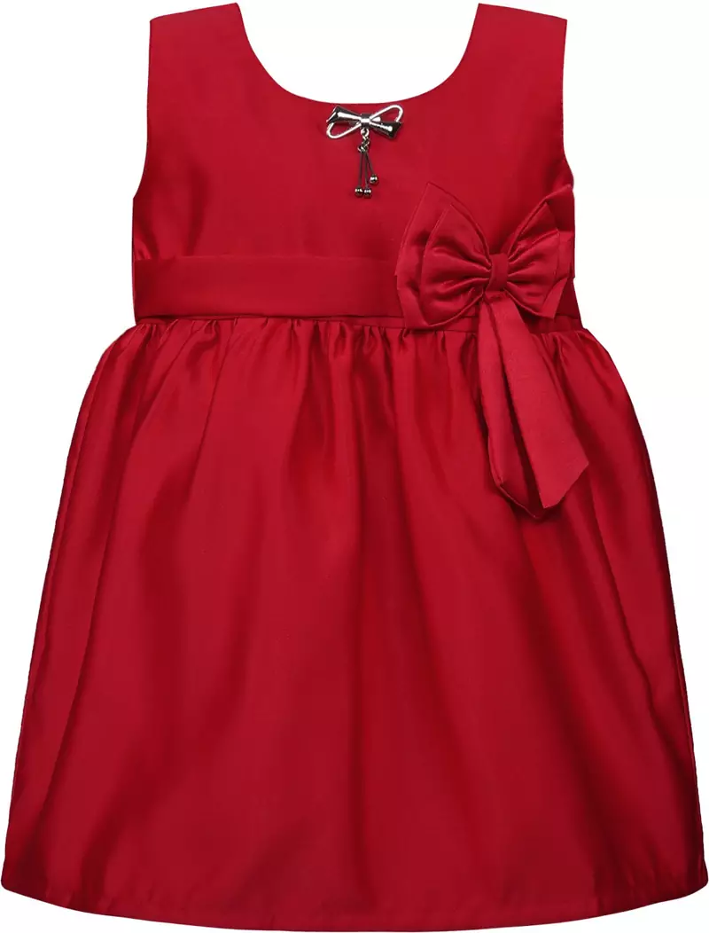 Red satin stitched    dress