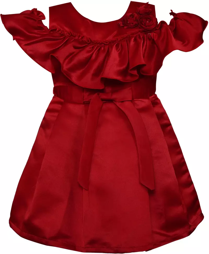 Maroon satin stitched    dress