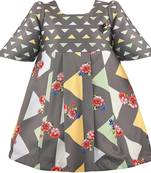 Grey satin stitched    dress