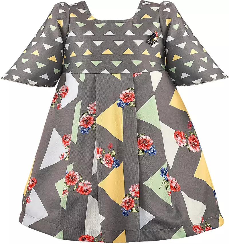 Grey satin stitched    dress