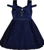 blue satin stitched    dress