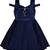 blue satin stitched    dress