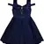 blue satin stitched    dress