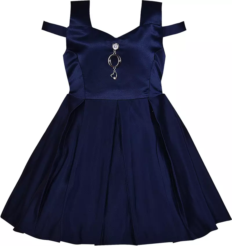 blue satin stitched    dress