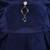 blue satin stitched    dress