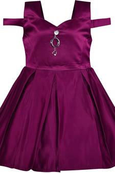 Purple satin stitched    dress