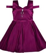 Purple satin stitched    dress