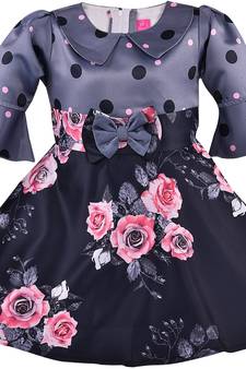 Grey satin stitched    dress