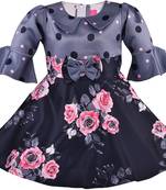 Grey satin stitched    dress