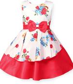 Red satin stitched    dress