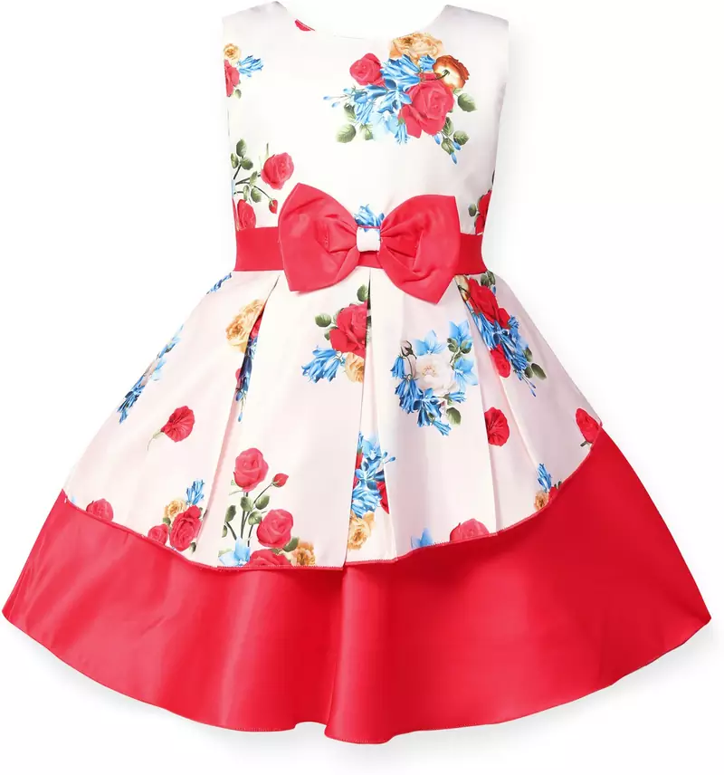 Red satin stitched    dress