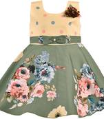 Green satin stitched    dress