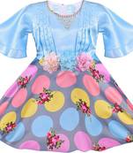 blue satin stitched    dress