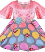 Pink satin stitched    dress