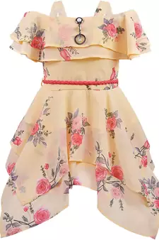 Yellow Georgette stitched    dress