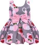 Grey satin stitched    dress