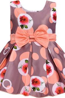 Brown satin stitched    dress