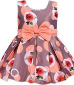 Brown satin stitched    dress