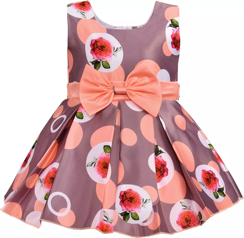 Brown satin stitched    dress