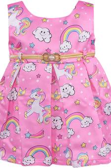 Pink satin stitched    dress