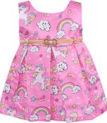 Pink satin stitched    dress