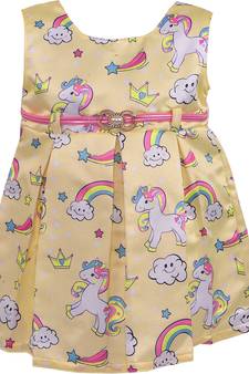 Yellow satin stitched    dress